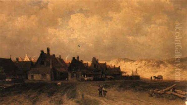 Countrytfolk Before A Dutch Village By The Dunes - view 1