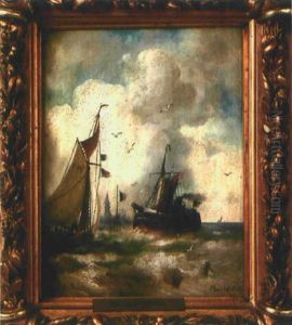 Fischkutter Vor Sturmischer, Hollandische Kuste by Paul Koester