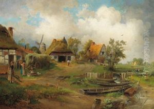 Abend Im Dorf by Paul Koester