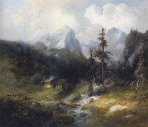 Almhutte Im Gebirgstal
