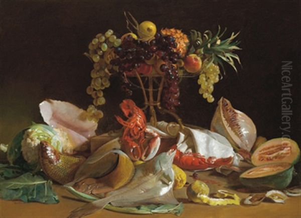 Fruchtestilleben Mit Meerestieren Und Muscheln - view 1