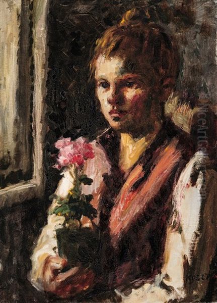 Girl With Geraniums - view 1