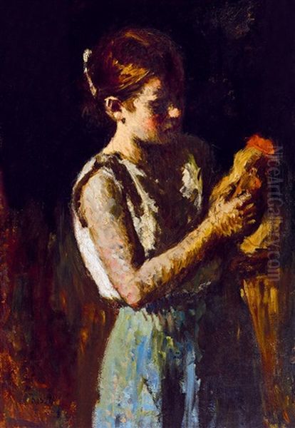 Girl With A Rooster - view 1