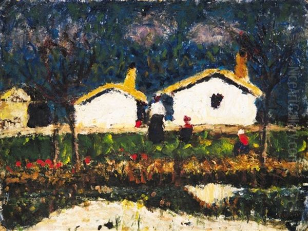 Summer Afternoon (farm Houses With Women In Red Dresses) - view 1