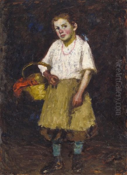 Little Girl With Basket - view 1