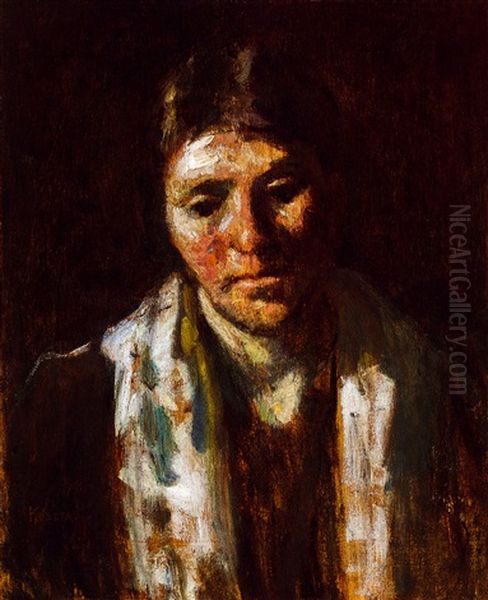 Woman With Colourful Shawl - view 1