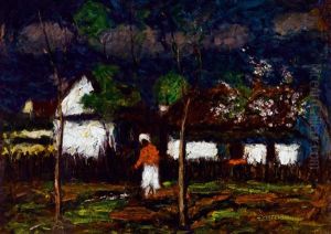 Spring In The Garden (sunlit House Walls) by Jozsef Koszta