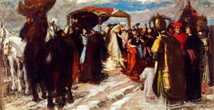 King Matthias Meets Beatrix by Jozsef Koszta
