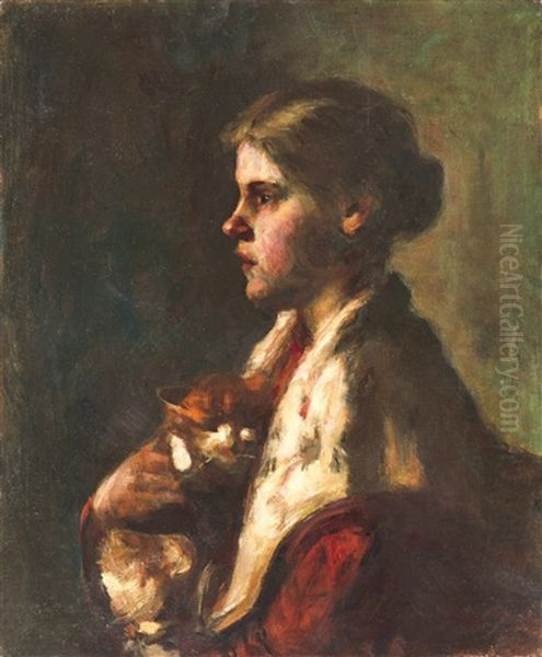 Annuska With A Cat - view 1