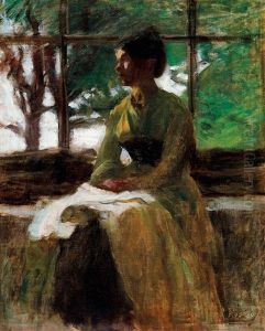 Young Woman In Front Of The Window by Jozsef Koszta