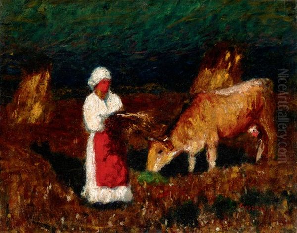 In The Field (woman With Cow) - view 1