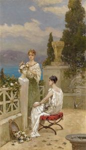 Young Women On A Terrace Young Women On A Terrace