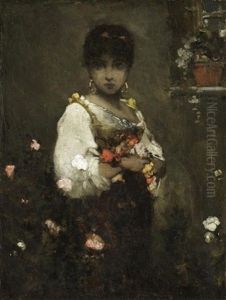 Eastern Beauty With Flowers