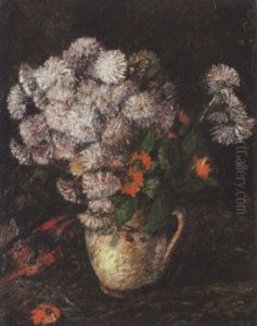 Blumenstilleben In Weisser Henkelvase by Karoly Kotasz