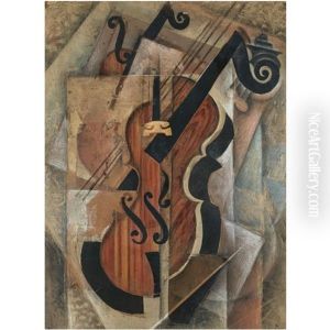 Cubist Still Life With Violin by Pavel Kotlarevsky