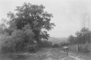 Abendliche Landschaft Mit Junger Magd Und Heimkehrendem Vieh by Theodor Kotsch