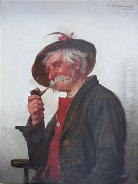Halbfigurliches Portrait Eines Pfeife Rauchenden Originals - view 1
