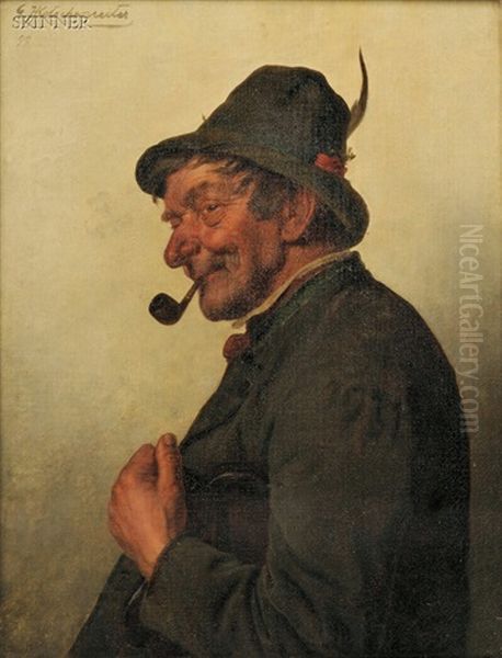 Gent With A Pipe And Feathered Cap - view 1