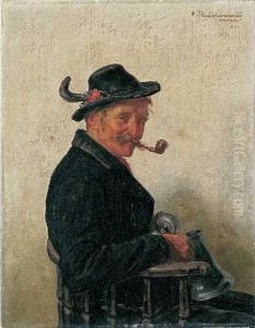 Bauer Mit Zinnkrug Und Pfeife