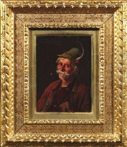 Bildnis Eines Bauern Mit Pfeife by Hugo Kotschenreiter