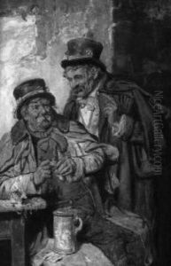 Zwei Kutscher Im Gesprach by Hugo Kotschenreiter