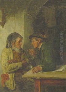 Stammtischbruder In Der Wirtsstube Am Tisch by Hugo Kotschenreiter