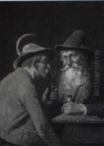 Zwei Rauchende Bauern by Hugo Kotschenreiter