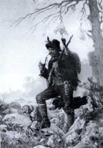 Jagdbursche Mit Tiroler Hut, Blauer Jacke, Roter Weste, Ledeme Kniebundhosen, In Der Rechten Eine Langstielpfeife.. by Hugo Kotschenreiter