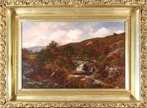 Hillside With Waterfall by Aleksander Kotsis