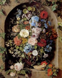 Groses Blumenstuck In Einer Griechischer Vase Mit Ollampe by Pauline Von Koudelka-Schmerling