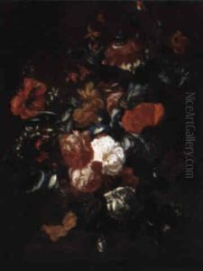 Blumenstilleben In Einer Vase Auf Einer Brustung by Philips van Kouwenberg