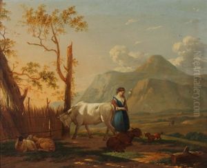 Junge Hirtin Bei Der Herde by Jacob van Kouwenhoven