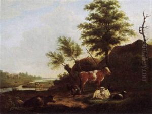 Cattle In An Extensive Landscape by Jacob van Kouwenhoven