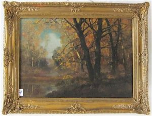 An Autumn Landscape With Stream by Laszlo Kezdy Kovacs