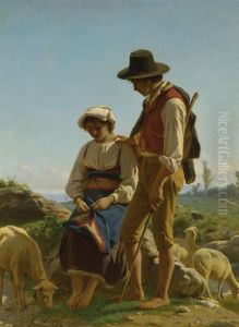 Tending Their Flock by Luigi Bechi