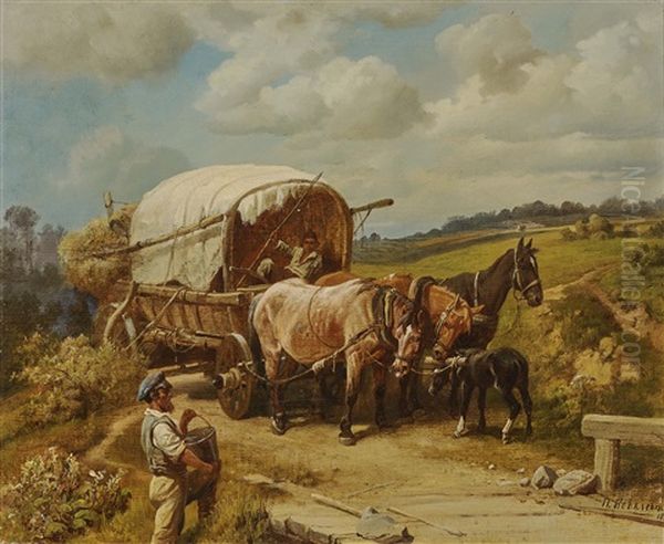 Horse And Cart At The Roadside - view 1