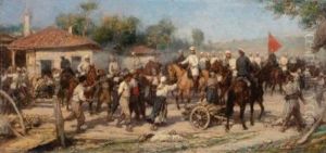 An Episode From The 1877-78 War: Russian Troops Liberate A Balkan Village From The Turks by Pavel Osipovich Kovalevsky