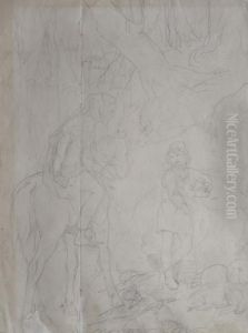 Cimabue E Giotto (fronte E Retro) by Luigi Bechi
