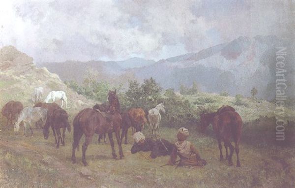 Cossacks At Rest In A Mountainous Landscape - view 1