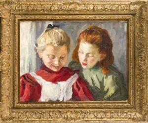 Madchen Mit Gesenktem Blick, Dem Ein Anderes Uber Die Schulter Schaut by Leon Kowalski