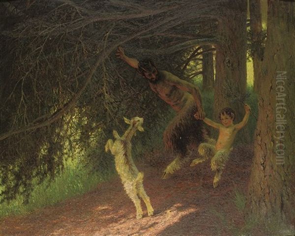 Fauns Gamboling In The Forest - view 1