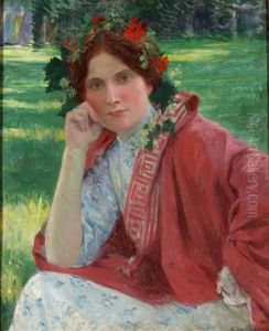 Girl With Flowers In Her Hair by Leopold Franz Kowalski