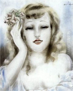 Portrait De Femme Une Rose Dans Les Cheveux