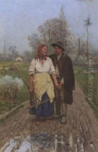 Verliebtes Bauernpaar by Anton Kozakiewicz