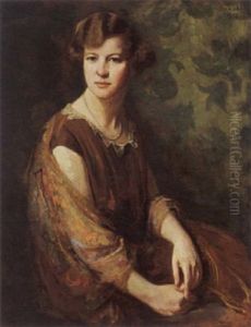 Portrait Of A Young Lady Wearing A Pearl Necklace by Hendrik Maarten Krabbe