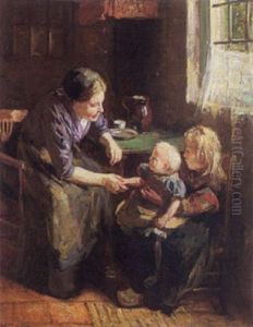 Interior With Mother And Child by Hendrik Maarten Krabbe