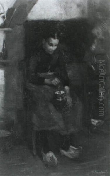 A Girl Grinding Coffee - view 1