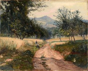 Couple Se Reposant Sur Le Bord D"un Chemin by Iosif Evstafevich Krachkovsky