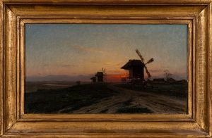 Sunset Over The Old Windmills by Iosif Evstafevich Krachkovsky