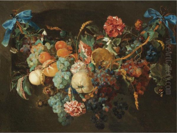 A Garland Of Flowers And Fruit - view 1